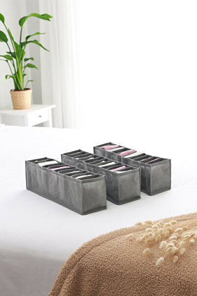 REKHOME Набір з 3 сірих 10-секційних шаф з висувними ящиками, що складаються гармошкою, для зберігання білизни