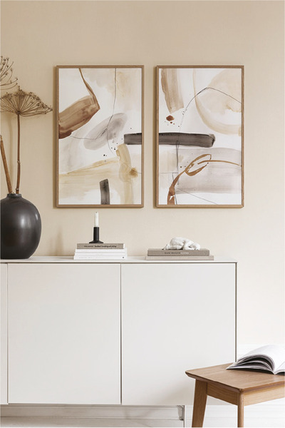 no77decor 2 Parça Sanatsal Suluboya Tarzında Modern (AHŞAP ÇERÇEVE GÖRÜNÜMLÜ)...