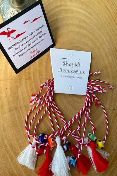 Shepidi 7-Piece colored glass bead tassel marteniçka lucky bracelet
