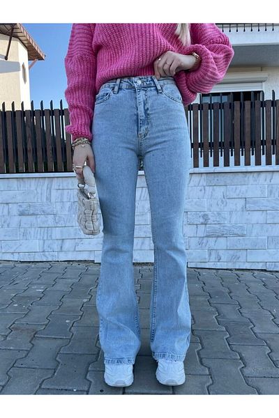 BROSERER Dila Talie Înaltă Albastru Deschis Picior Spaniol Jean Flare Femei Blugi Pantaloni Lycra ISP