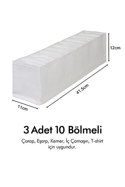REKHOME Σετ 3 Λευκό Συρτάρι Ντουλάπας 10 Διαμερισμάτων Πτυσσόμενο Ακορντεόν Τύπος Πτυσσόμενο Πλυντήριο Οργάνωσης