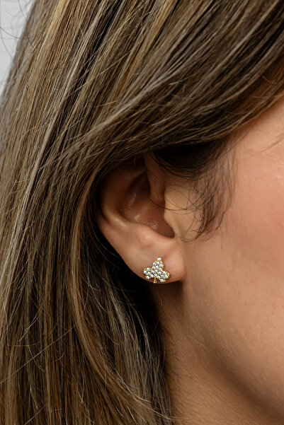 Nereze 925 Ayar Gümüş Gold Kaplama Minimal Çınar Yaprağı Küpe