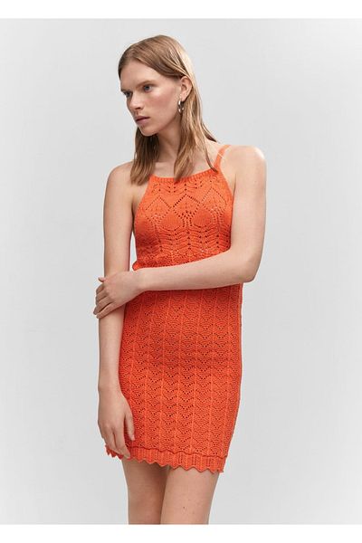 MANGO Woman Rochie de tricotaje cu gât cu șalter
