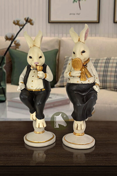 Dekoromi Dekoratif Zengin Tavsanlar Biblo Seti