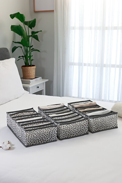 REKHOME Комплект от 3 органайзера за пране в сив цвят, 7 отделения, чекмеджет...