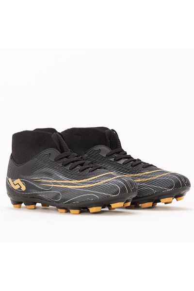 Jump 29676 Men's Football Shoes - Black and Yellow Print, Lace-Up and Ankle Socks