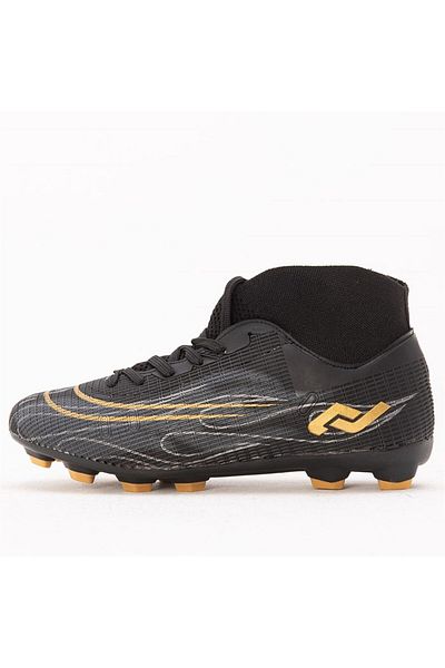 Jump 29676 Men's Football Shoes - Black and Yellow Print, Lace-Up and Ankle Socks