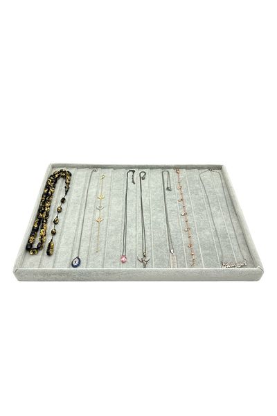 sezginkutuveaksesuar Rosary Bracelet Necklace Table Gray Anfora Velvet