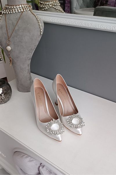 LA CALZATURE Sedef Satin Toc 9cm Accesoriu Rochie De Seara Pantofi Dama
