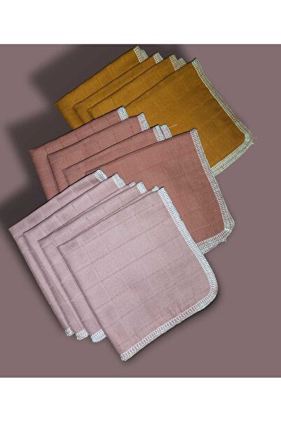 sağel 12 100% Cotton Muslin Fabric Baby Mouth Wipes and 1 baby bib