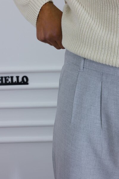 MODAFE Baggy Trousers Wide Leg Elastic Waist Linen Fabric Lycra