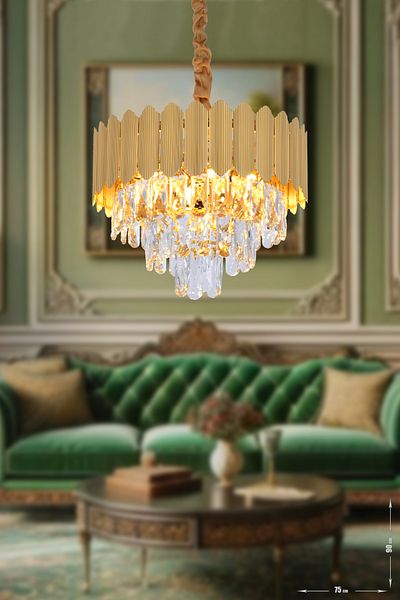 Avizemoda Rossa 40-Piece Crystal Prism Stone Luxury Chandelier - (Yellow Gilding Color)