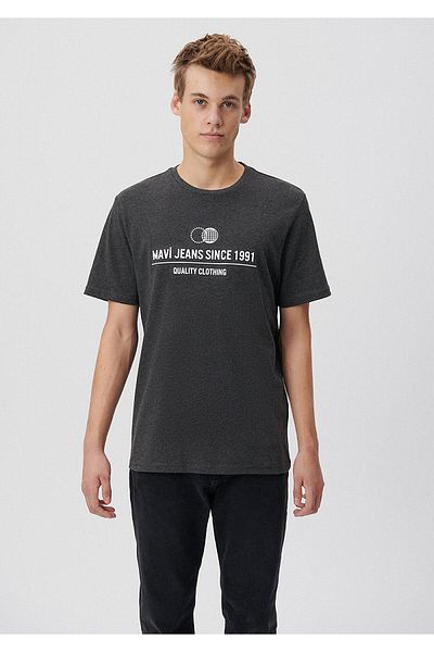 Mavi Crew Neck Printed Gray T-Shirt Regular Fit / Normal Cut 0611751-80024