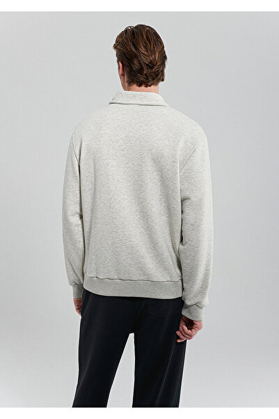 Mavi Polo Yaka Yarı Fermuarlı Gri Sweatshirt 0S10093-82498