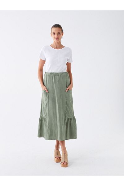 LC Waikiki Plain Muslin Women's Skirt with Elastic Waist