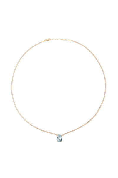 Genel Markalar Aqua Taşlı Damla Kesim Altın Kaplama Tektaş Gümüş Kolye