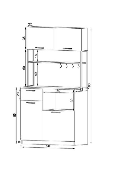 Avmpark Ervin Çok Amaçlı E2 Atlantik Çam Airfry Dolabı Kahve Köşesi