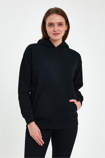 FİHA /5019-UNISEX 3-SPUNDEL HOODED SWEAT - NEGRU
