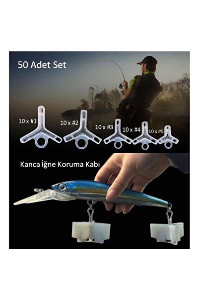 Profisher Plastik Sahte Yapay Yem 3 Lü Kanca Iğne Koruyucu Kapak 5 Boy 50 Adet