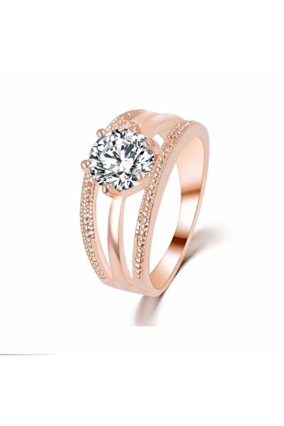Profisher Elmas Zirkon Rose Gold Kaplama Anelli Çiçek Yüzük 8 (48MM)