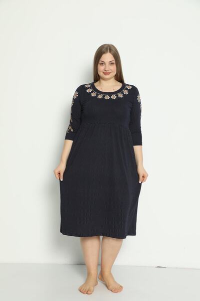 İntensive Жіноча вишивка з візерунками на кишенях детальна сукня з бавовни великого розміру з зачесаною модальної тканини