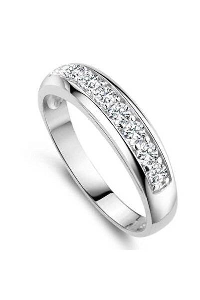 Profisher 7 Taşlı Zirkon Pırlanta Platin Kaplama Yüzük Gümüş