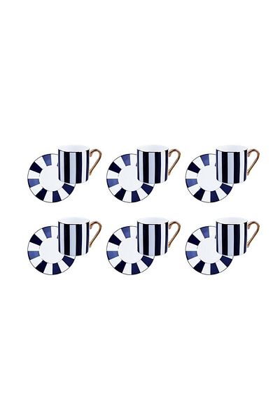 Lucky Art Odilia 6-Piece Porcelain Cup Set - Brown