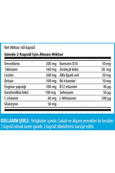 FTH Essentiale Detox 60 Enterik Kapsül | Devedikeni, Lesitin, Betain, Enginar, Q10, Zerdeçal