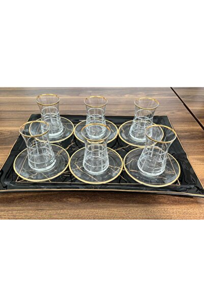 Trendylife Collection karizma yaldızlı çay bardak seti takımı - 12 prç. çay b...