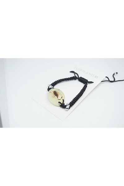 Profisher Real Scorpion Resin Fashion Bracelet Handmade Braided Bracelet Black