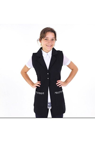 Minimoda Kids DÜĞMELİ CEPLİ UZUN KIZ ÇOCUK YELEK