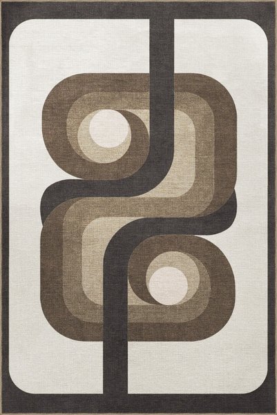 Rugs Modern Halı سجادة ديكور حديثة منقوشة تجريدية باللون البني والبيج 3411