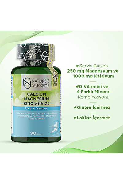 Nature's Supreme Calcium Magnesium Zinc with D3 90 Tablet - AROMASIZ