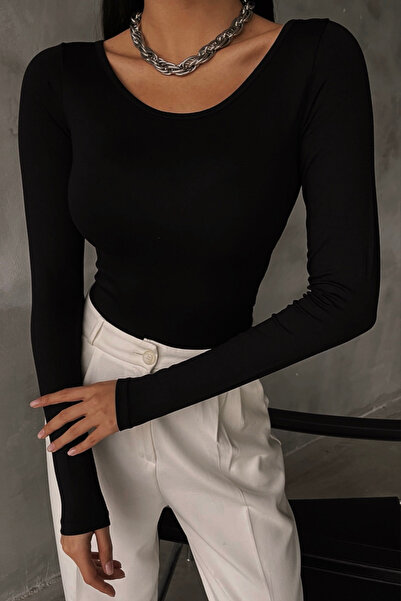 Bipantolon Kadın Siyah Prenses Yaka Bluz