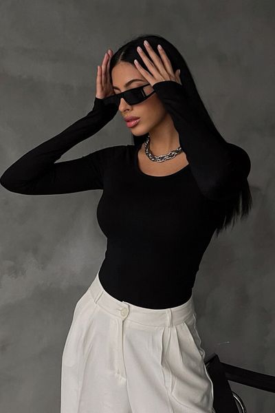 Bipantolon Γυναικεία Μπλούζα Μαύρη Πριγκίπισσα γιακά
