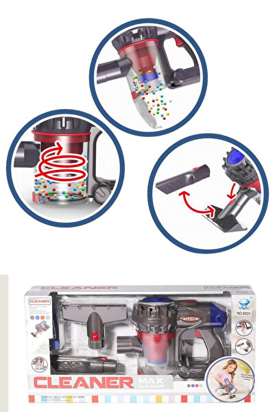 welcomein Pilli Sesli 35 Cm Model Tutmalı Elektrik Süpürgesi 2ın1 Oyuncak Süpürge