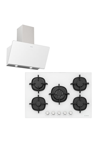 Silverline Beyaz Cam Ankastre Set (3457 SOHO 80 CM DAVLUMBAZ - CS5364W01 OCAK)