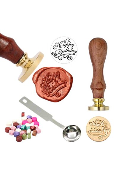 Profisher Mektup Damga Mühürü Happy Birthday + 30 Mühür Mumu + Eritme Kaşığı