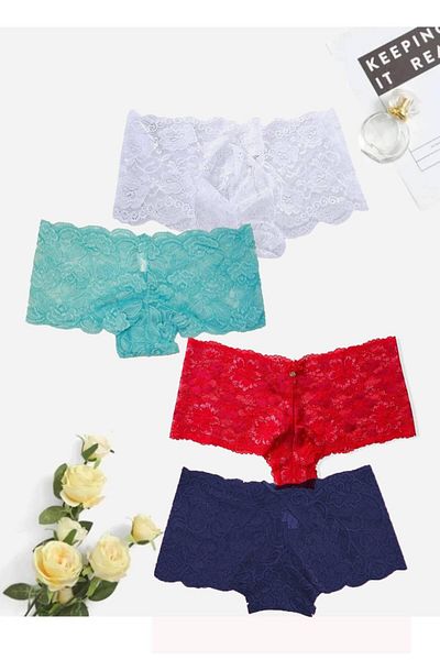 GECKO COLLECTION Gecko Lace Shorts Boxer Γυναικεία κιλότα 4τμχ