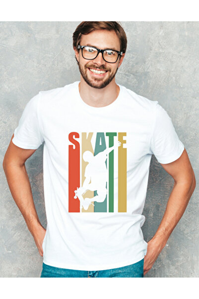 AEMİ Unisex skejtbord Štampano okrugla kragna Oversize kroj 100% pamuk T-shirt