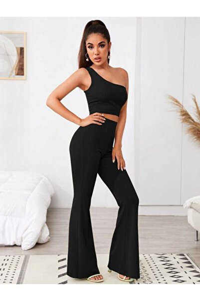 Dea Giyim Ženske crne leggins za veće veličine Visok struk Zvonaste nogavice