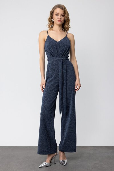 Ekol Mi İp Askılı Kuşaklı Pileli Tulum