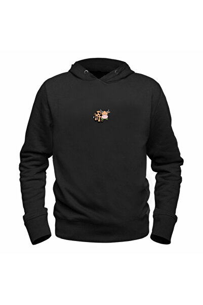 Alfa Tshirt سويت شيرت أسود مطبوع عليه صورة حيوان البقرة للأطفال
