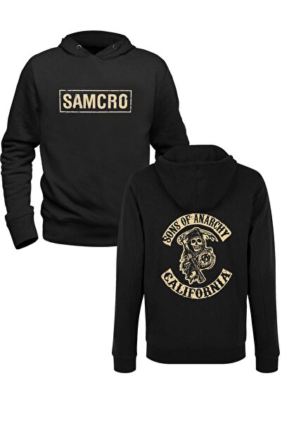 Alfa Tshirt سويت شيرت أسود للأطفال مطبوع عليه "Son Of Anarchy" من الأمام والخلف
