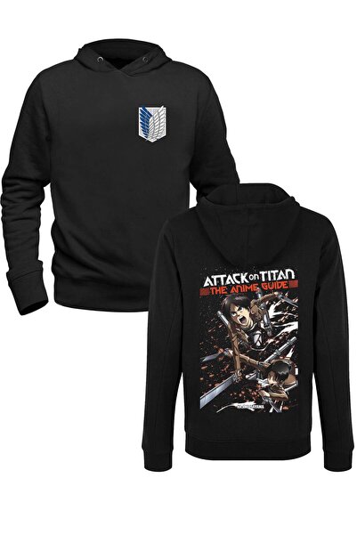 Alfa Tshirt سويت شيرت أسود مطبوع للأطفال من Attack On Titan من الأمام والخلف
