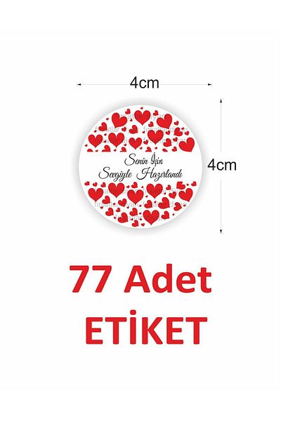 fırsatlar diyarı ملصق قلب عيد الحب - ملصق قلب مصنوع بحب لك - 77 قطعة