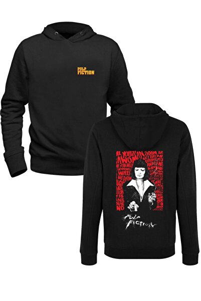 Alfa Tshirt سويت شيرت أسود مطبوع من الأمام والخلف للأطفال من Pulp Fiction
