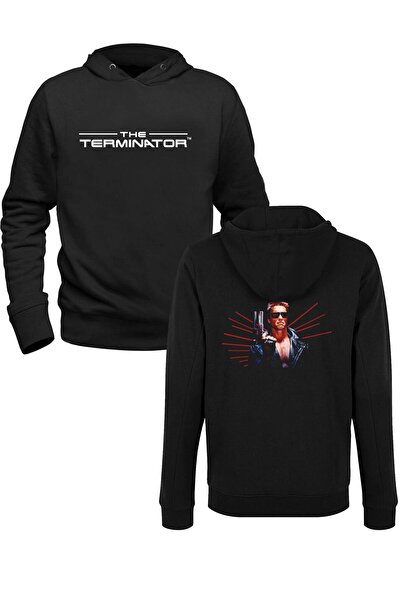 Alfa Tshirt سويت شيرت أسود مطبوع للأطفال بتصميم Terminator من الأمام والخلف