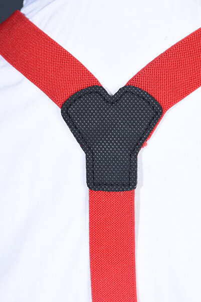 ceocuk Set 3 piese cu papion cu bretele roșii și cămașă albă cu mânecă lungă