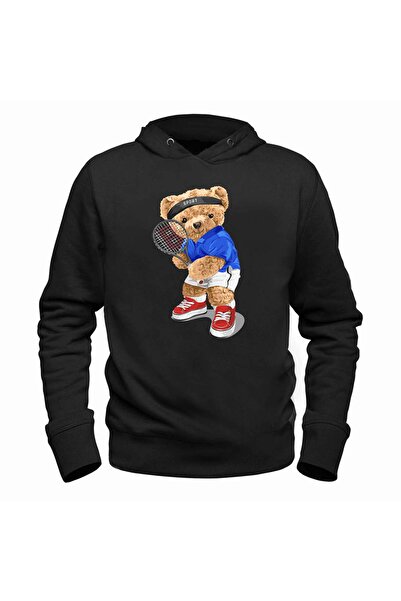 Alfa Tshirt سويت شيرت تينيس تيدي بير أسود للأطفال